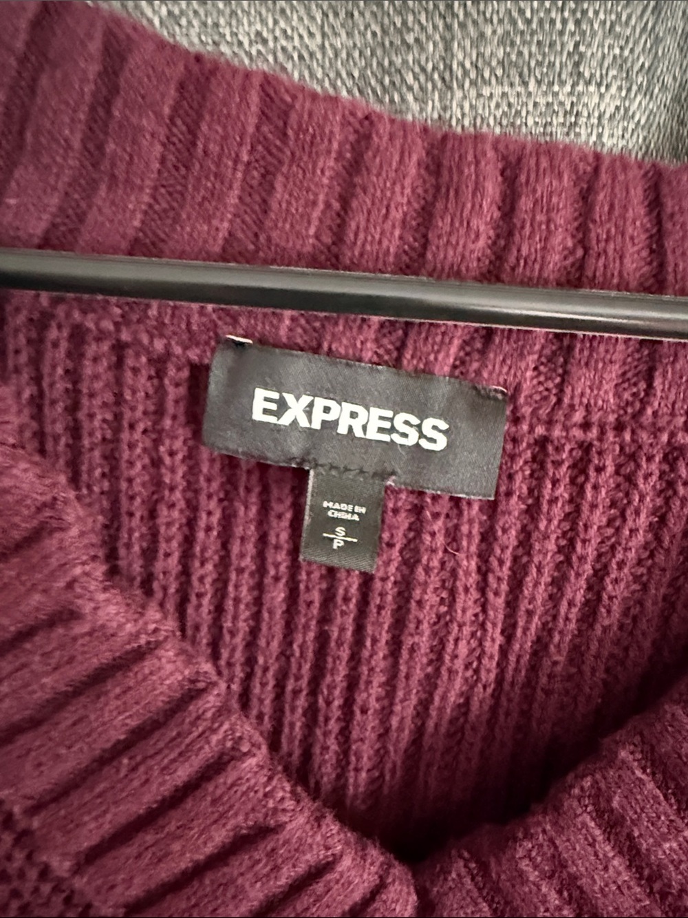 Express V-Neck Ribbed Sweater in Berry - Picture 2 of 4